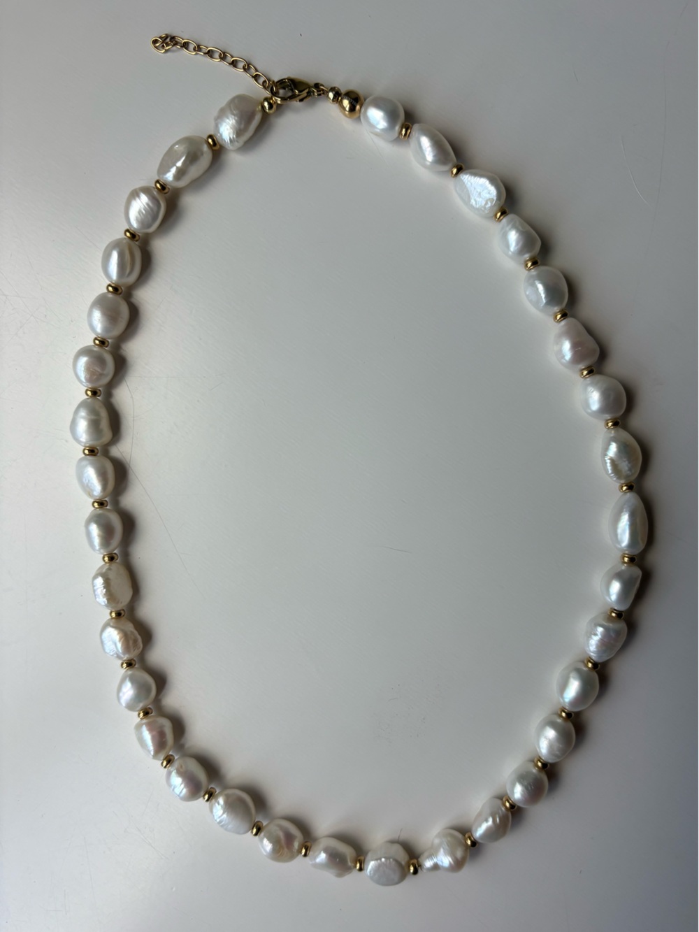 Nialaya Mens Womens Unisex Baroque Freshwater Pearl Necklace 18k Gold Plate 20”